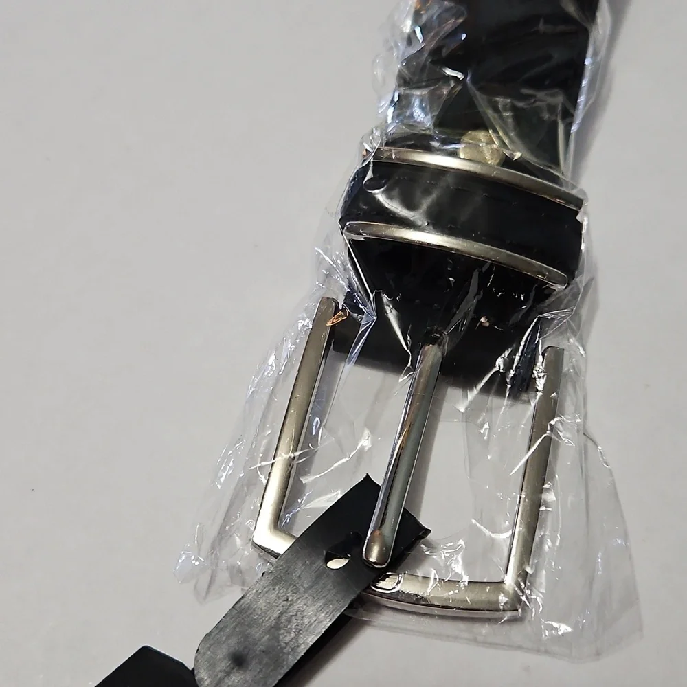 Men's Matte Black Wide Leather Belt Size M 36 - Picture 5 of 9